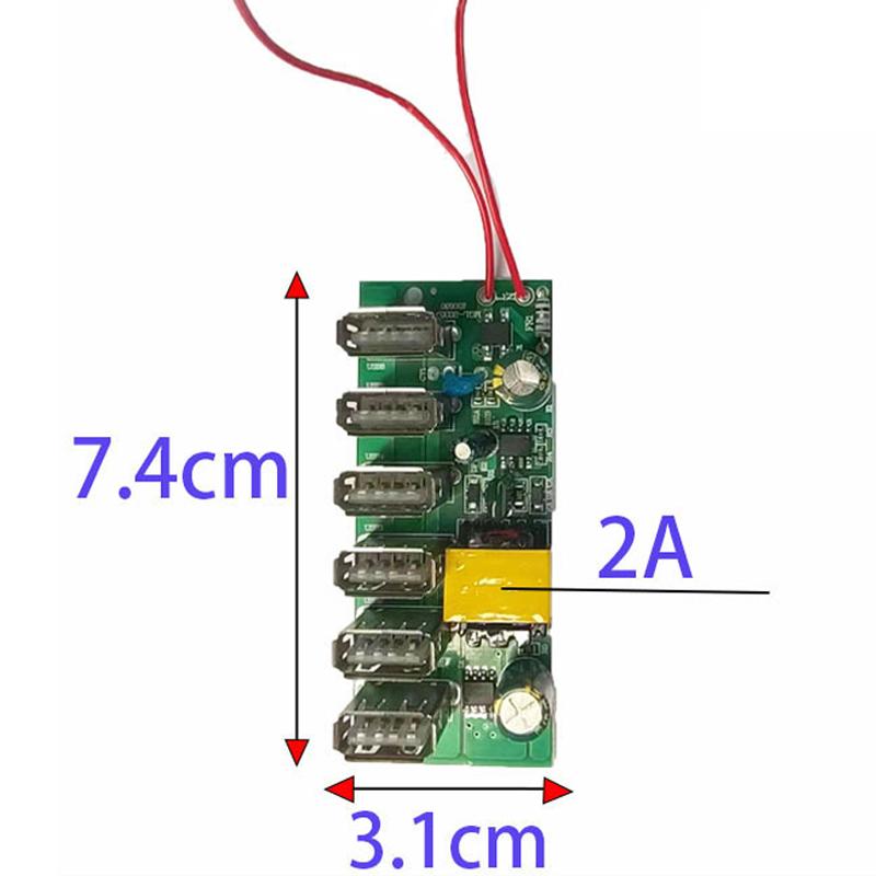

5V 2A 6Port USB-разъем для мобильного телефона Плата быстрой зарядки Модуль адаптера питания
