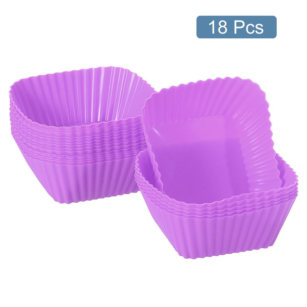 18/36pcs Square Reusable Silicone Cupcake Liners Silicone Cake Mold Muffin Cupcake Baking Molds for Wedding Birthday Party