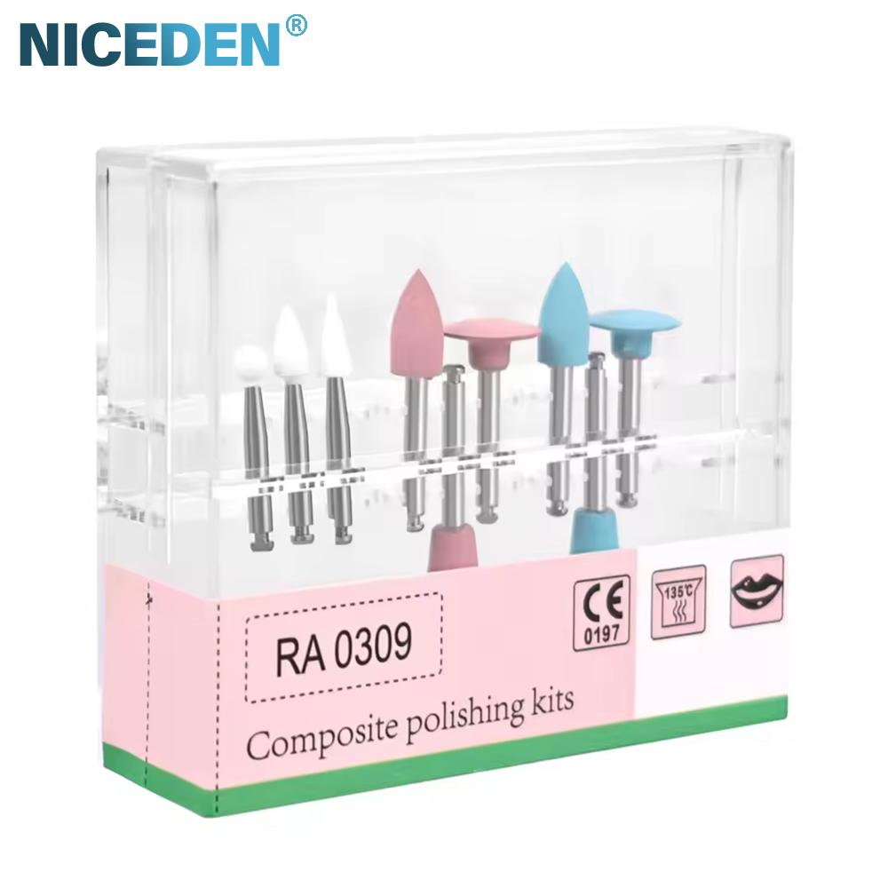 

9 шт. RA0309 Наборы для полировки зубного композита Полировщик из смолы, силиконовой резины для низкоскоростного наконечника Стоматология Фарфоровые зубы
