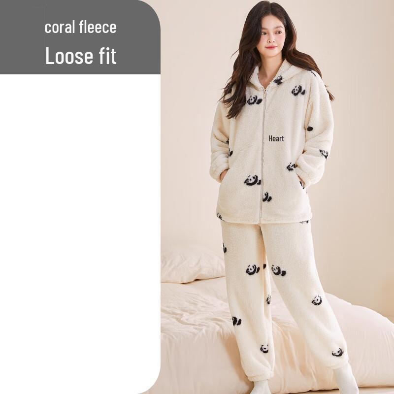 

OEING Women s Panda Hooded Zipper Loungewear Set XXL