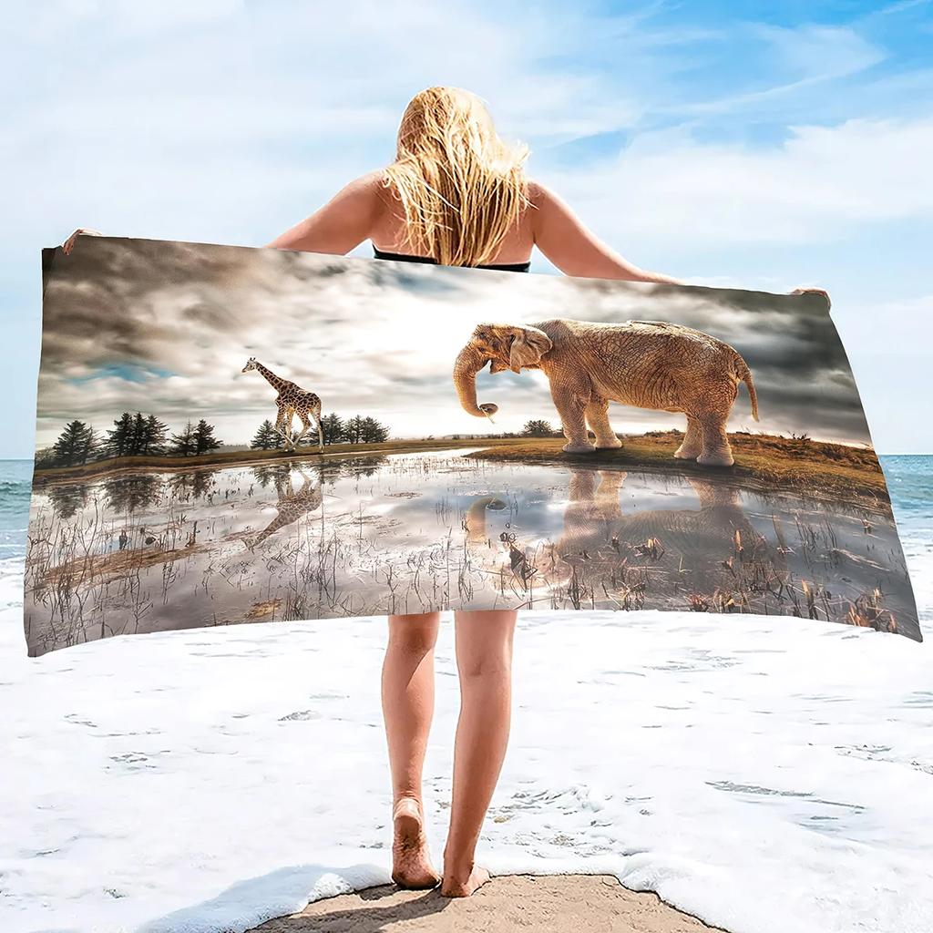 Microfiber Sand Free Beach Towel Quick Fast Dry Absorbent Oversized Lightweight Towels Blanket Swimming Bath Camping Elephant