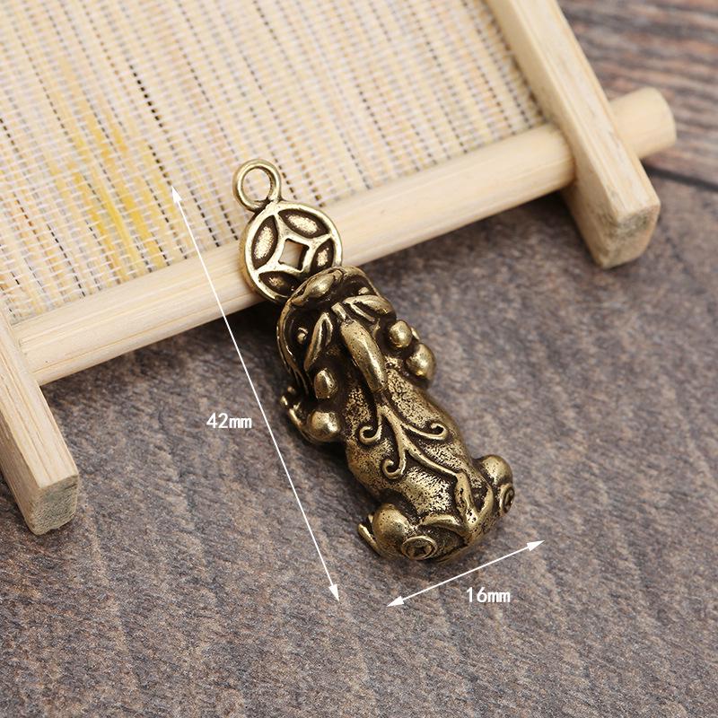 Vintage Brass Pixiu and Kirin Pendant Keychain for Men and Women