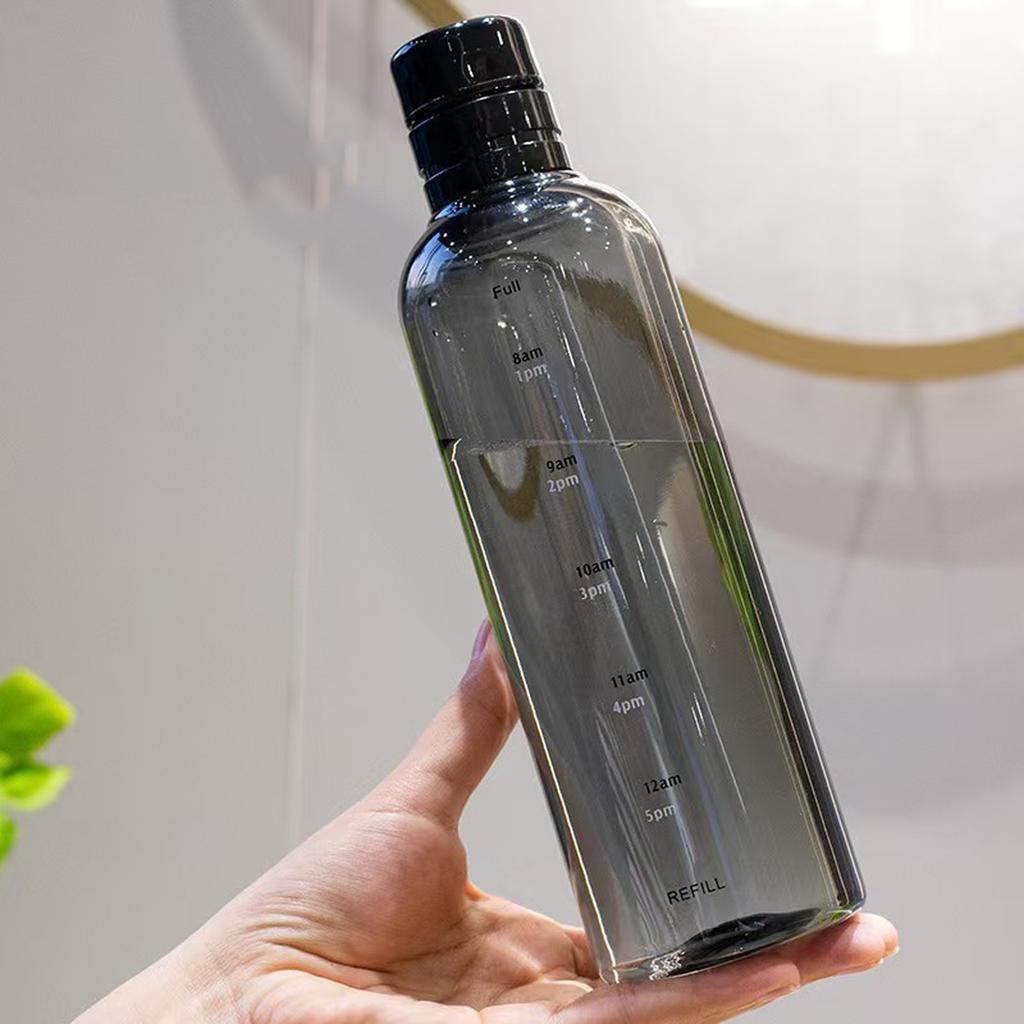 Water Bottle with Time Markers, 17 OZ, Plastic Bottles, Leak-Proof, Proof