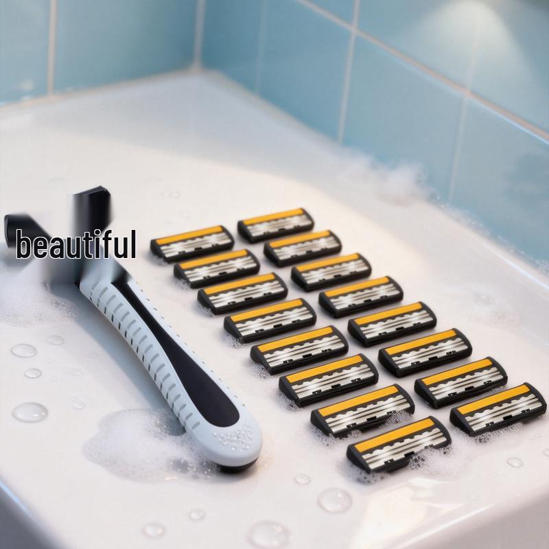 3-Blade Men's Anti-slip Manual Shaver with Multi-blade Head Combination Pack
