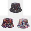 Cartoon Anime Fishman Flat Top Bucket Hat With Breathable Cotton For Spring Summer Casual Wear