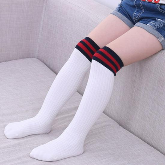 Children's Mid-Calf Socks: Cotton Striped for Girls, Boys' Sports Style, Thick for Autumn/Winter