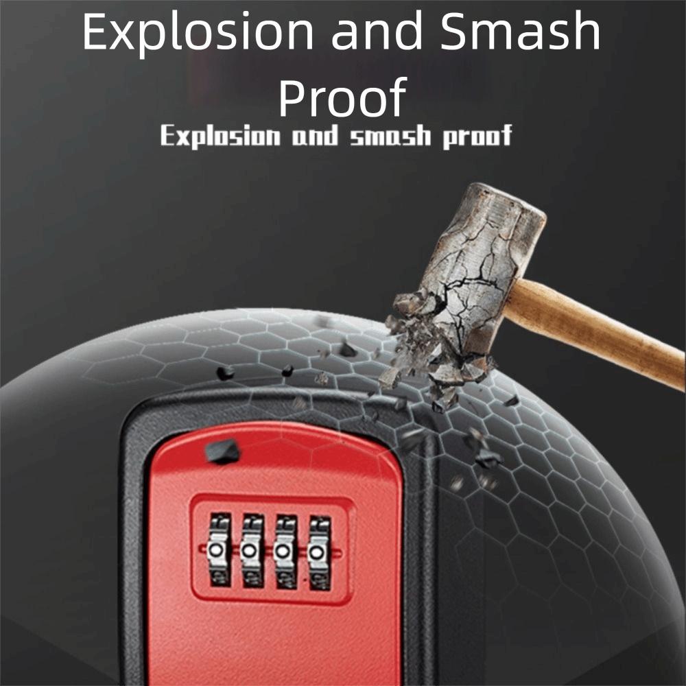 4 Digit Combination Key Storage Box Password Security Code Metal Construction Secret Box Zinc Alloy Material Waterproof Design