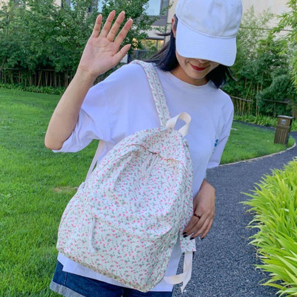 Korean Style Students School Bag Large Capacity Floral Shoulder Bag Cute Floral Backpack  School