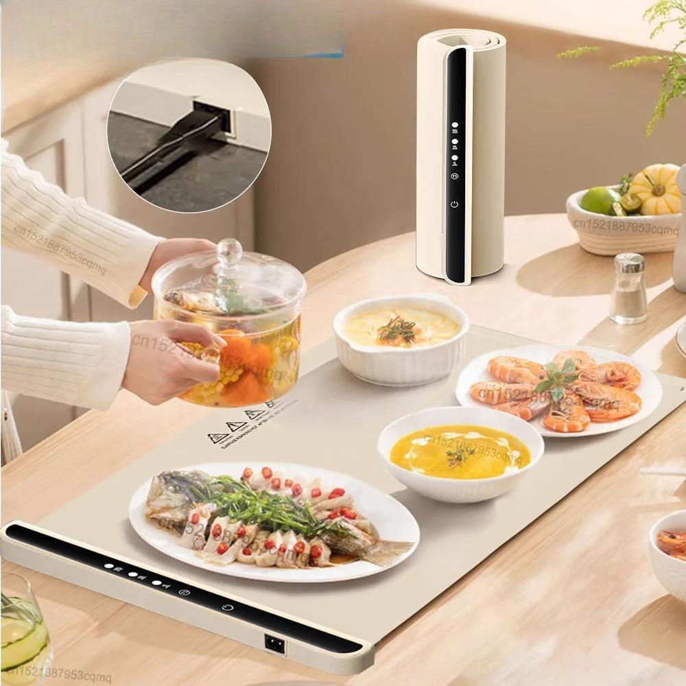Foldable Electric Warming Tray Portable Smart Food Fast Heating Mat Household Electric Food Warmer Plate
