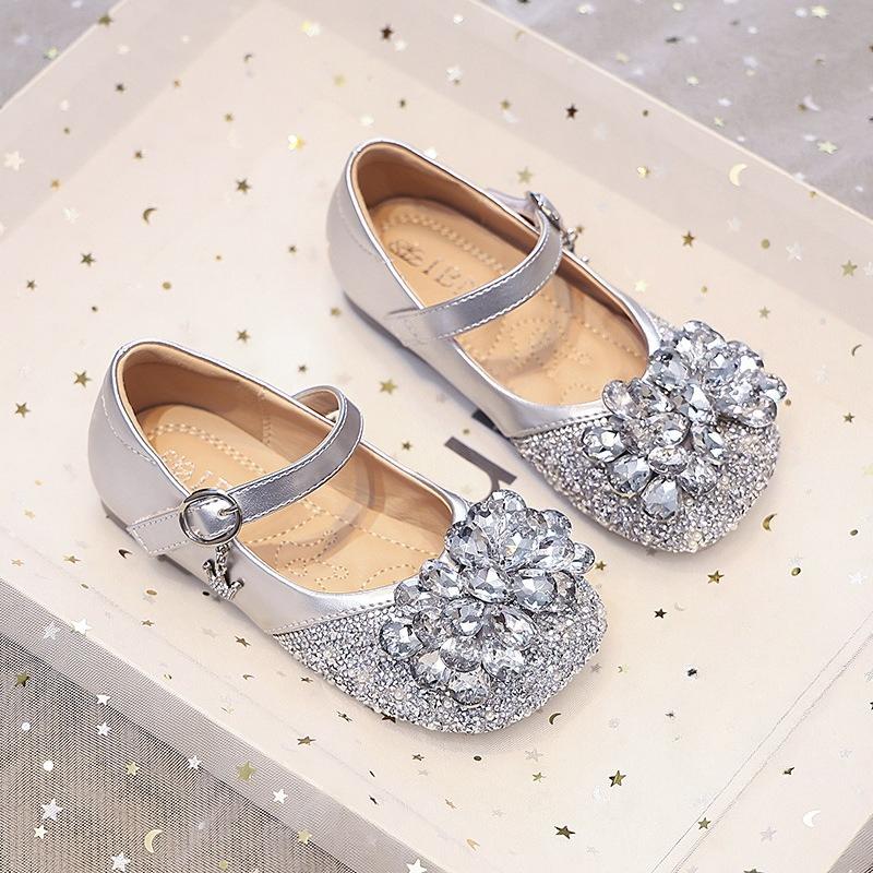 

Girls Soft-soled Lightweight and Versatile Casual Single Shoes 23 серебряный