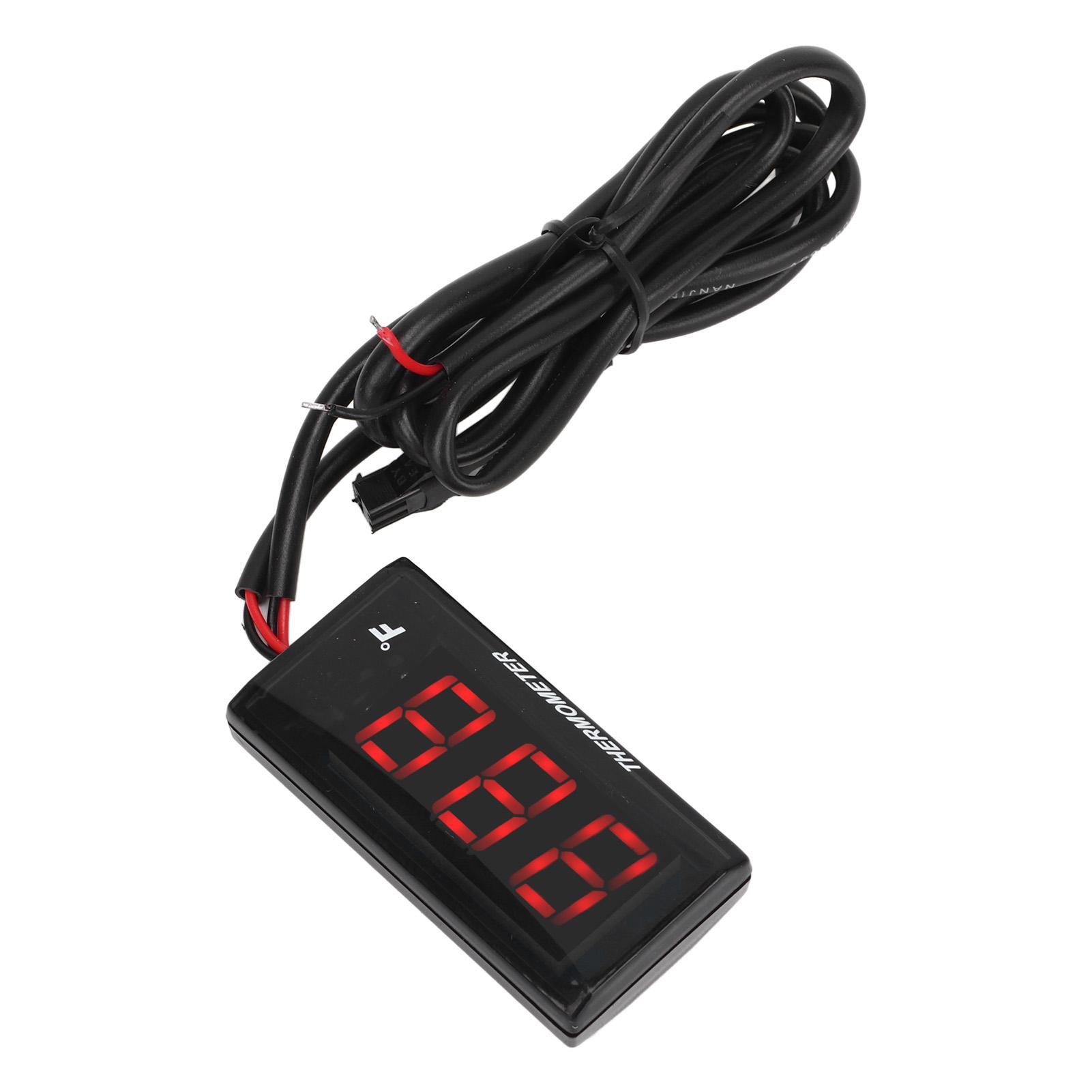

LCD Motorcycle Thermometer Ultra Thin Waterproof Water Temp Meter with 10MM Sparking Plug Adapter красный