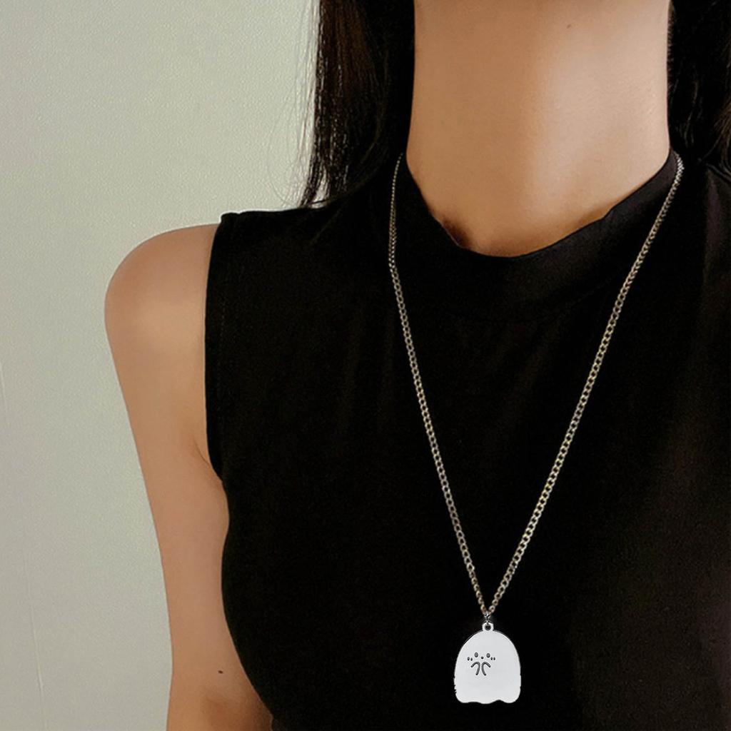 Set of 2 Cute Specter Necklaces Pendant Necklace Women Necklace Stainless Steel Texture Pendant Necklaces Birthday Gifts