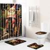 Christmas Toilet Four-Piece Floor Mat Bathroom Non-Slip Door Mat Shower Room Absorbent Carpet