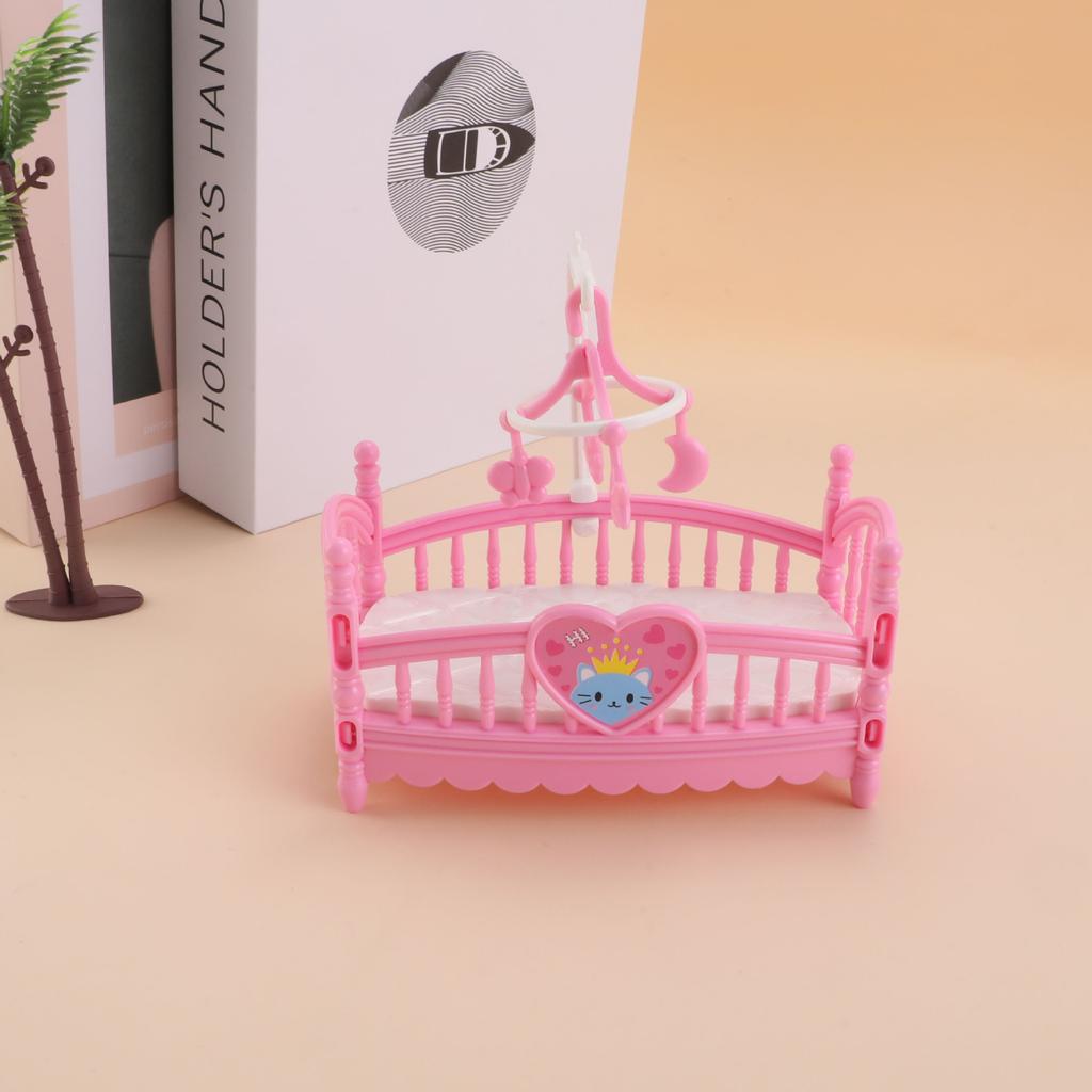 1Pc Play House Toy Accessories Simulation Ins Doll House Crib Mini Bedroom Furniture Miniature Cartoon Small Ornament