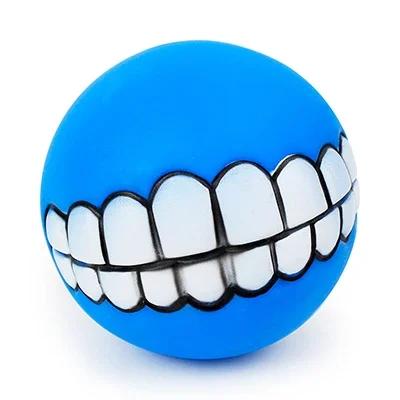 

Funny Silicone Pet Dog Cat Toy Ball Chew Treat Holder Tooth Cleaning Squeak Toys Dog Puppy Training Interactive Pet Supplies синий