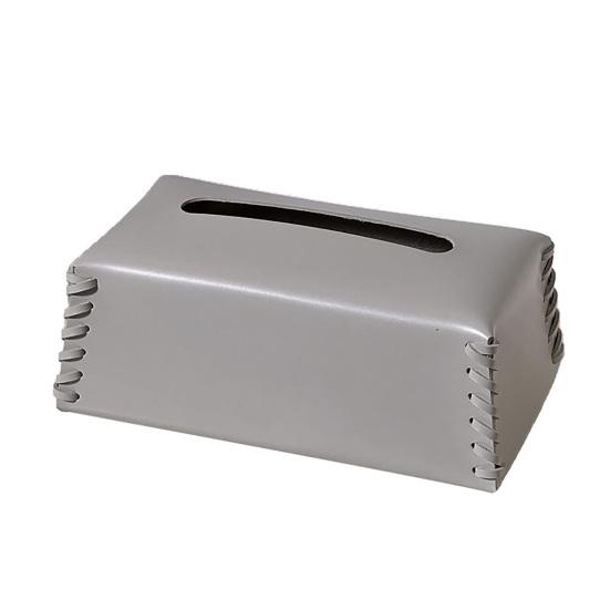 PU Leather Tissue Holder, with Hand-stitched Edges Design, Modern Style Smooth Paper Extraction Tissue Case for Home Office
