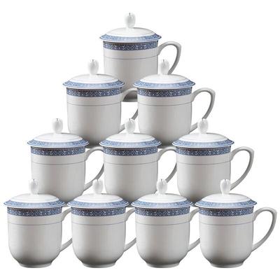 Taoxianghui Ceramic & Bone China Meeting Cups with Lids (10-Pack)