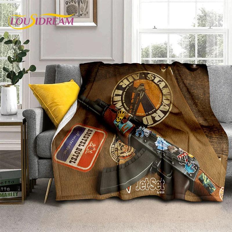 Rifle Pistol Cartridge USP,AK,AWP,M4,3D Gun Knife Blanket,Soft Throw Blanket for Home Bedroom Bed Sofa Picnic Cover Blanket Kids