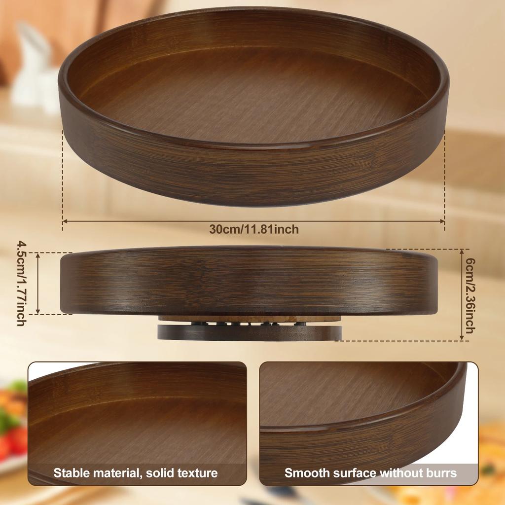 360 Rotating Wood Tray Seasoning Storage Rack Pantry Cabinet Turntable Lazy Susan Kitchen Spice Organizer  Accessories
