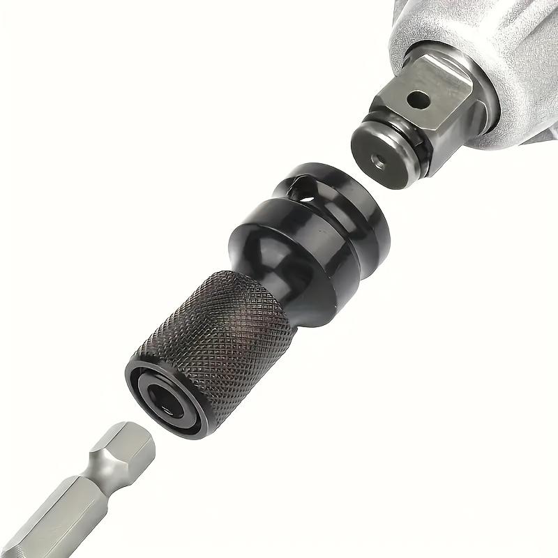 3pc Quick-Release Power Wrench Adapter Set – 1/2" to 1/4" Hex, Heavy-Duty Steel, O-Ring & Pin, for Auto/Metal/Construction