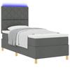 LED Boxspring Bed with Headboard Dark Grey 100 X 200 Cm Fabric