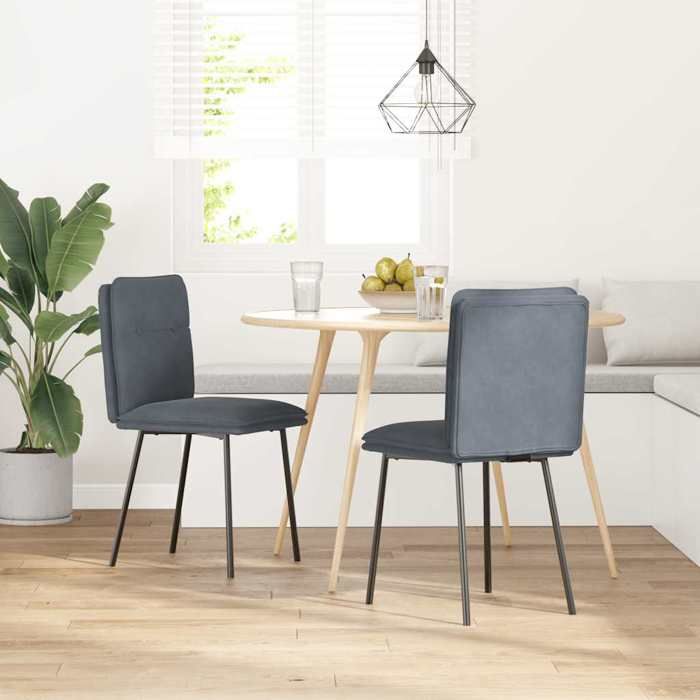 VidaXL Chaises à manger lot de 2 Gris foncé Velours, chaise, chaise de salon, chaise d'accent, chaise de cuisine, siège de 4101310