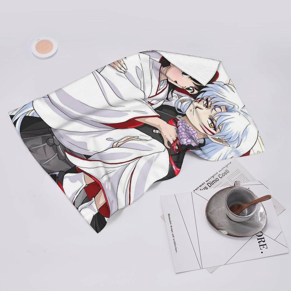 Manga Kimono Inuyasha Sesshomaru Soft Face Towel Quick Dry Pool Bath Cotton Towels Absorbent