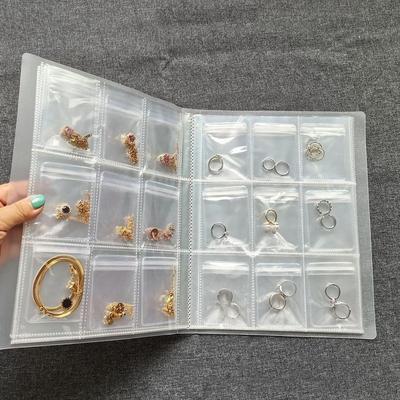 84/160/288 Grid Transparent Jewelry Storage Book Self Sealing Jewelry Storage Bag for Ring Necklace Photo Jewelry Card Organizer