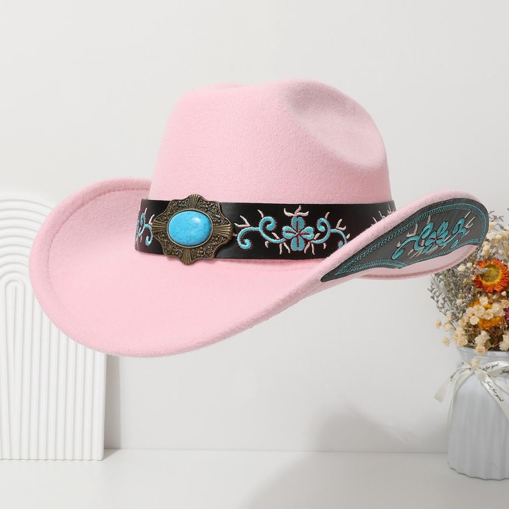 Solid color high-quality woolen hat ethnic style Tibetan men and women versatile travel sunshade top hat Western tide