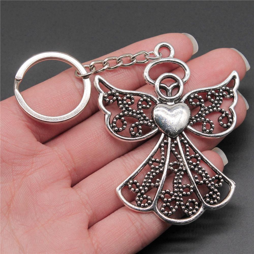 Angel Wings Feathers Heavenly Keychain for Girls Hot Sale Streetwear Bridesmaid Gift Retro Phone Charm
