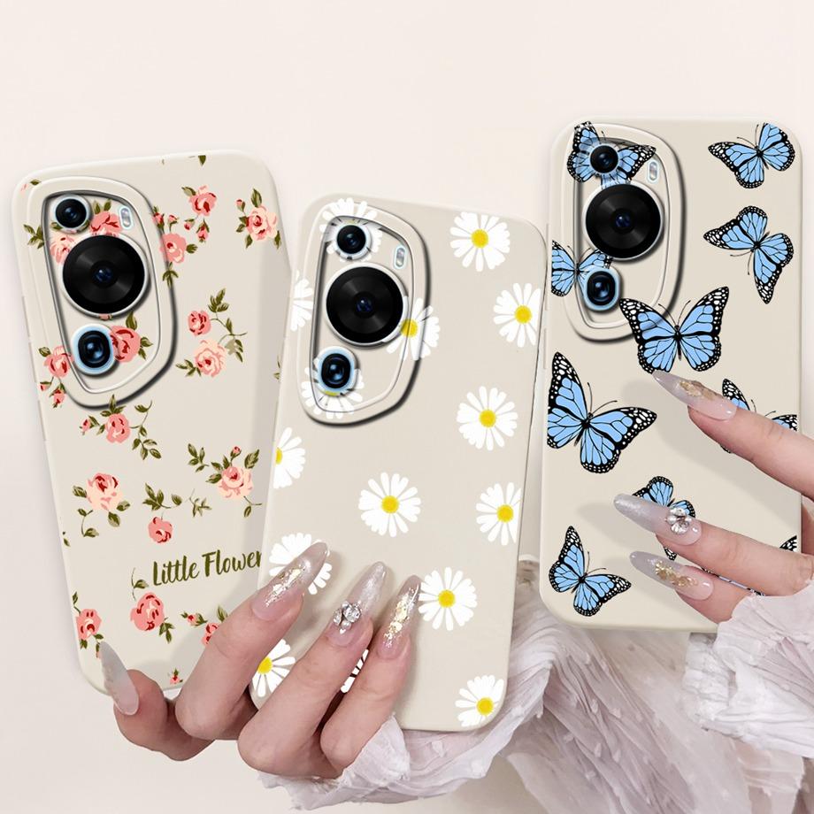 For Huawei P60 Art P60 Pro HuaweiP60 Case Cover Soft Silicone TPU Flower Butterfly Girly Fashion Painting Bumper Fundas