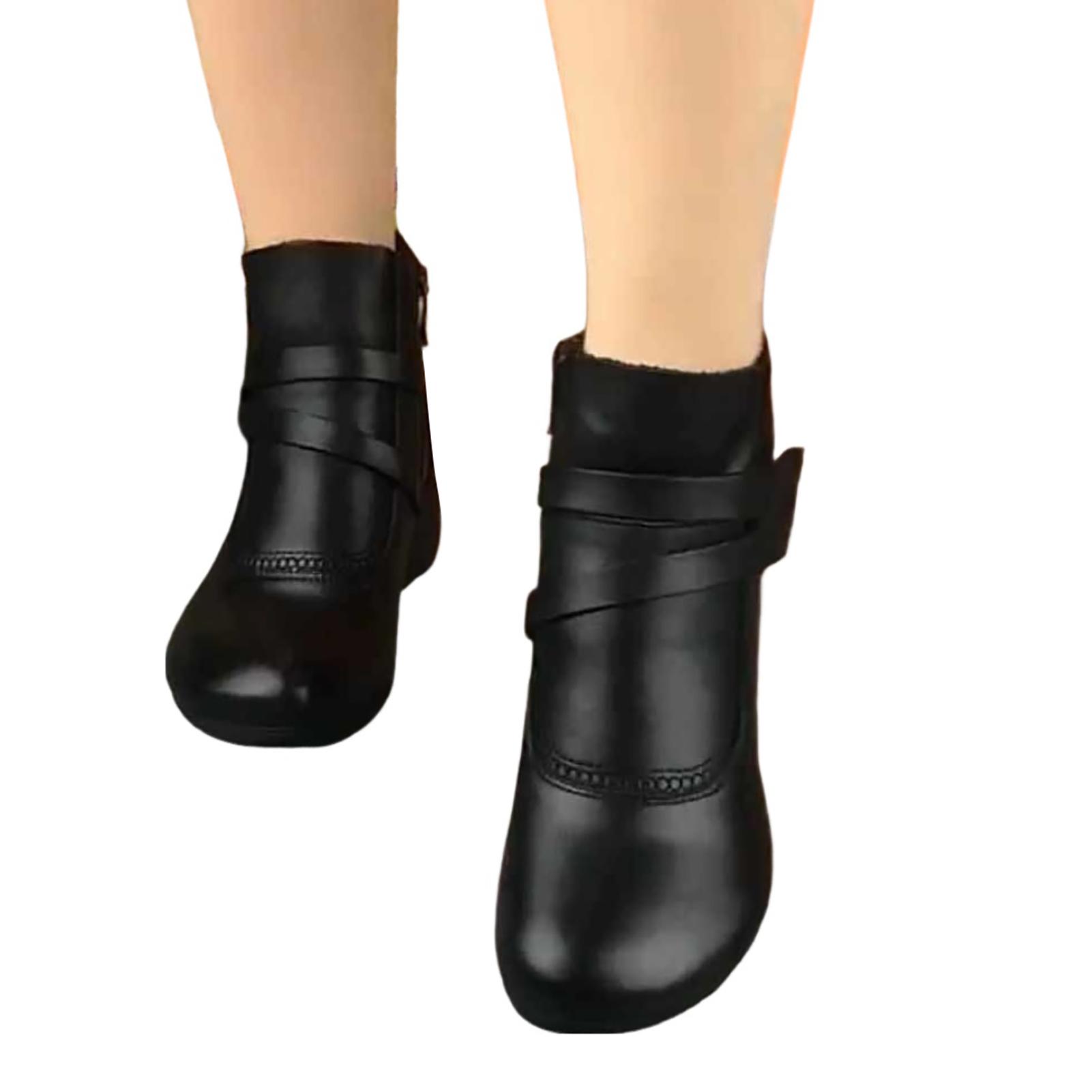 

Low Heel Walking Ankle Boots Side Zipper Design Winter Casual Short Boots Suitable For Going Beach Side Wear 37