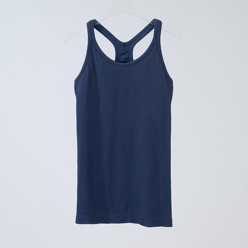 

Женский бесшовный трикотажный жилет для йоги в рубчик с I-образной спинкой — облегающий, высокоэластичный спортивный костюм S, for 45-50 kg