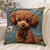 Brown Poodle Cushion Covers Chair Living Room Pillowcase Cozy Zipper Sofa Pillow Covers Bedroom Indoor Home Decor