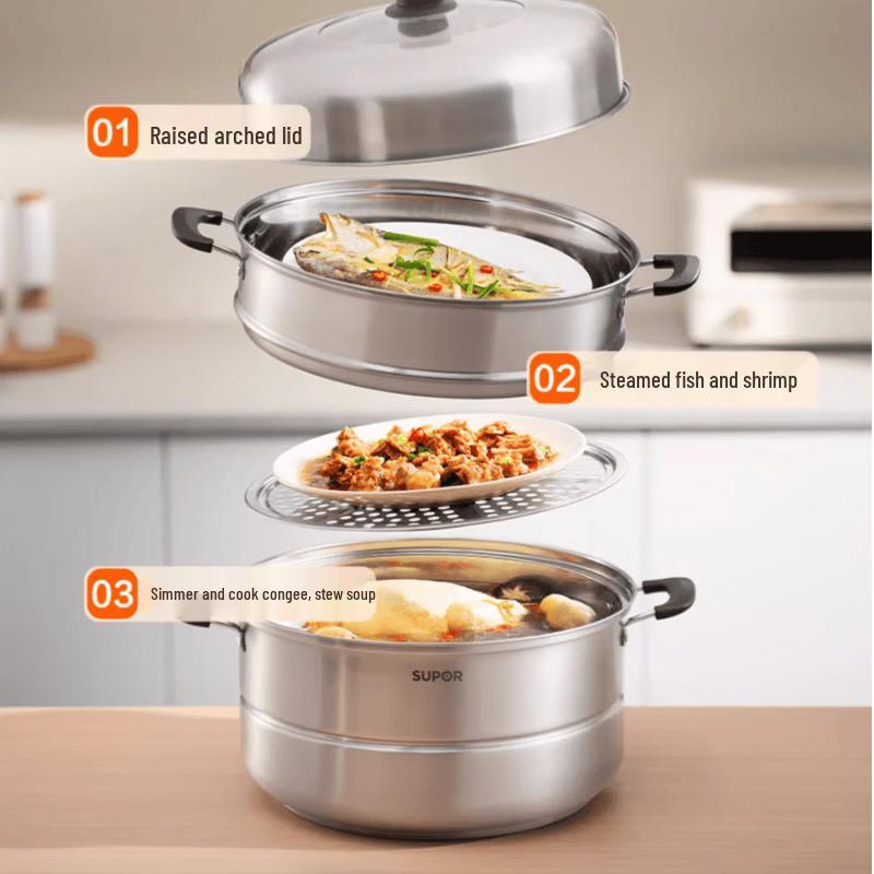 SUPOR 3-Tier 304 Stainless Steel Steamer Pot