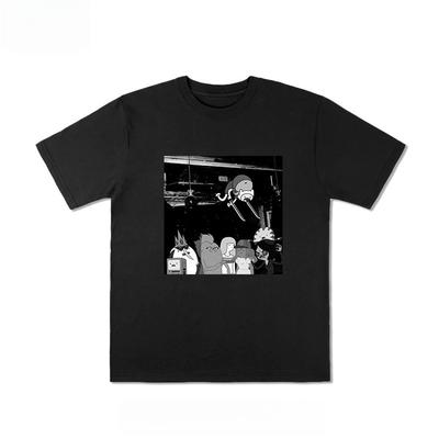 2025 Autumn and Winter Hong Kong Style Heavy Pure Cotton Tide Brand Cartoon Character Printing T-shirt Men's and Women's T-shirt