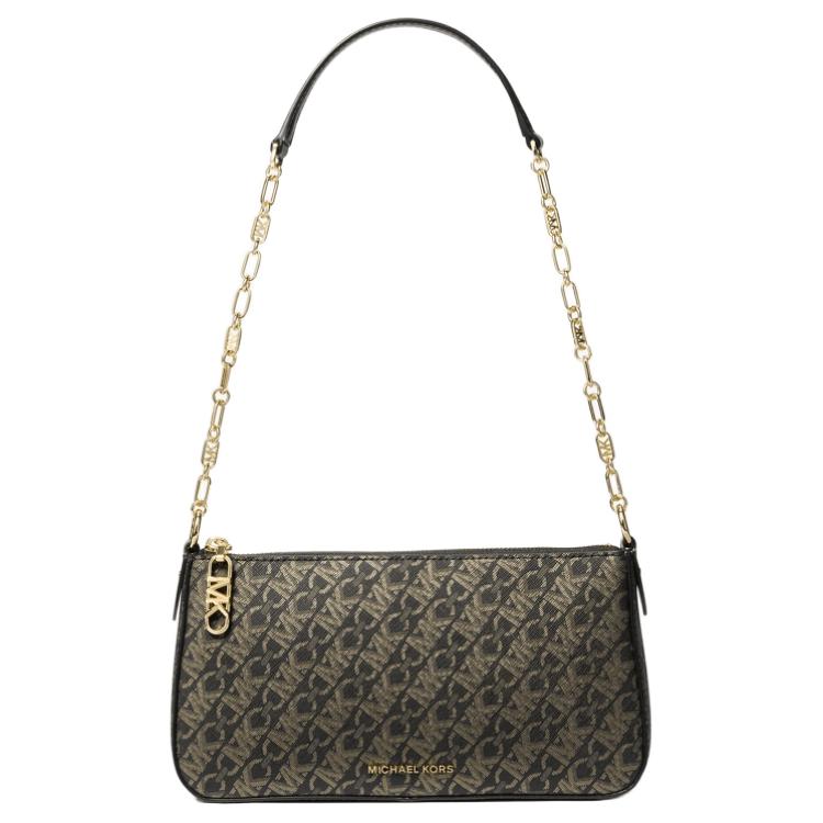 

Michael Kors MK Empire Logo Print Zip Closure Faux Leather Crossbody Shoulder Bag Medium Women bags Black Gold 32F4G8EW6B-038 Basic Set (Bag+Dust Bag)
