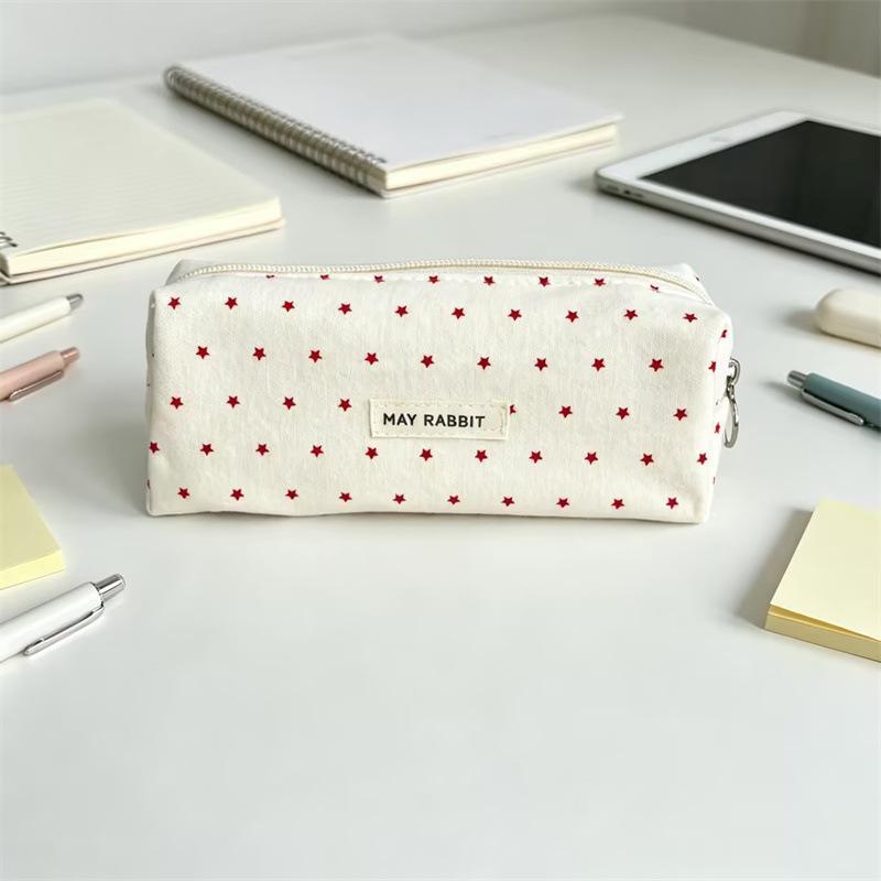 Federmäppchen Koreanischer Polka-Dot-Stil Große Kapazität Weiche Stifttasche Leicht zu Reinigen für Kinder Tägliche Schulhefte Aufbewahrung