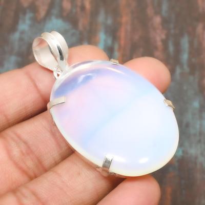 Milky Opal Gemstone Handmade Jewelry  925 Sterling Silver Pendant For Women