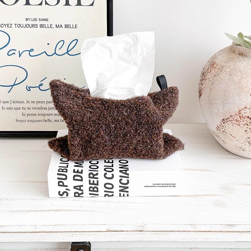 Nordischer Stil Wolle Gestrickt Taschentuchbox Auto Innenraum Dekoration Heimdeko Milchweiß Stoff Taschentuchhalter Hängende Tasche