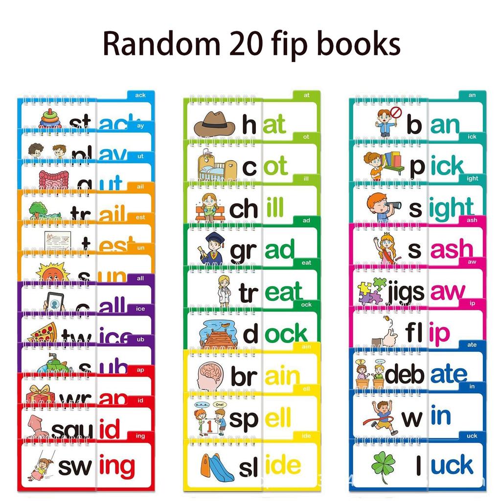 Reading Flip Book Read and Rhyme Flip Books Word Family Flip Books Flash Cards ABC Vocabulary Cards Montessori Educational