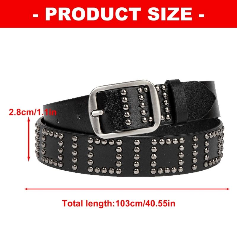Original Punk Style Rivets Belt Unique Metal Studs for Fashion Statements in Jeans Wear with Comfortable  PU Belt
