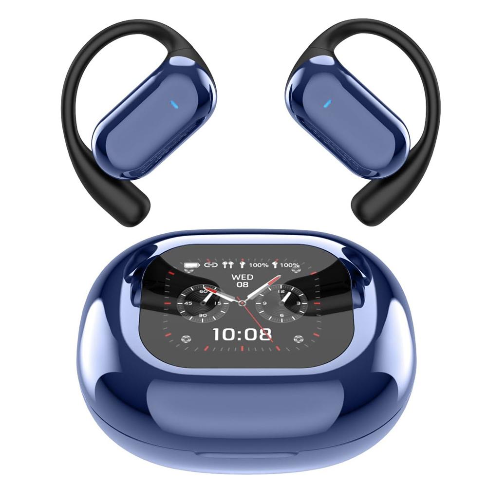 

Open Ear Wireless Earbuds with Digital Display BT 5.4 Headphone with LCD Touch Screen 60H Playtime Waterproof Earphone