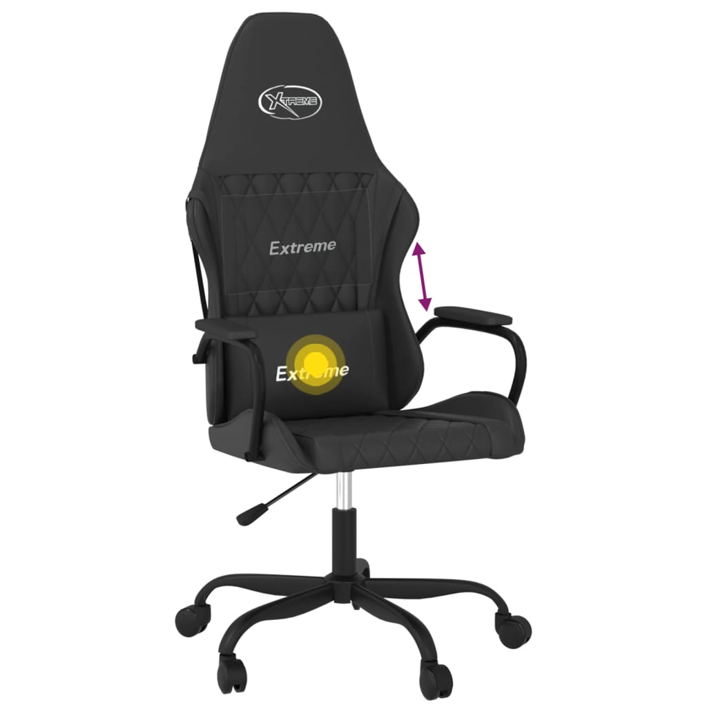 Gaming Chair with Massage Function Black PU Leather