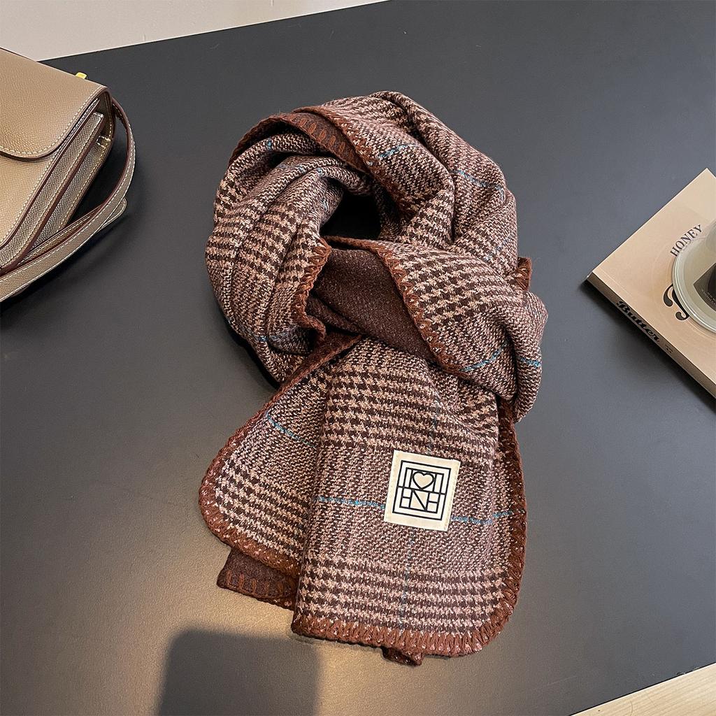 Korean Plaid Scarf Women Winter Classic Warm Imitation Cashmere Scarves Thick Bandana Fashion Luxury Shawl Wrap Bib Neckerchief