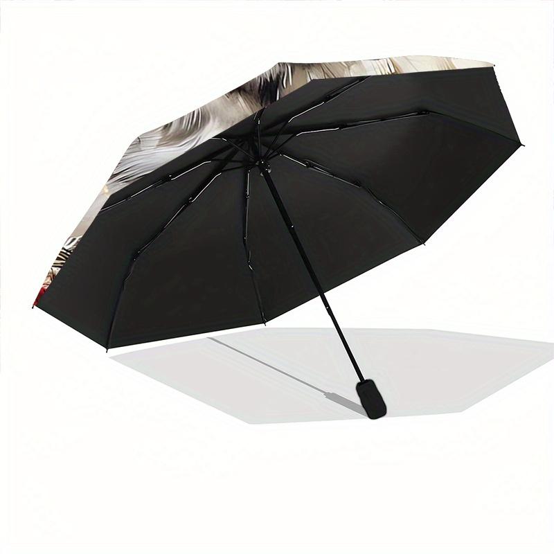 1pc Winter Wolf Pattern Automatic, 8 Iron Frames, High-Value Folding Umbrella, Suitable for Office, Travel and Outdoor Adventure.A090