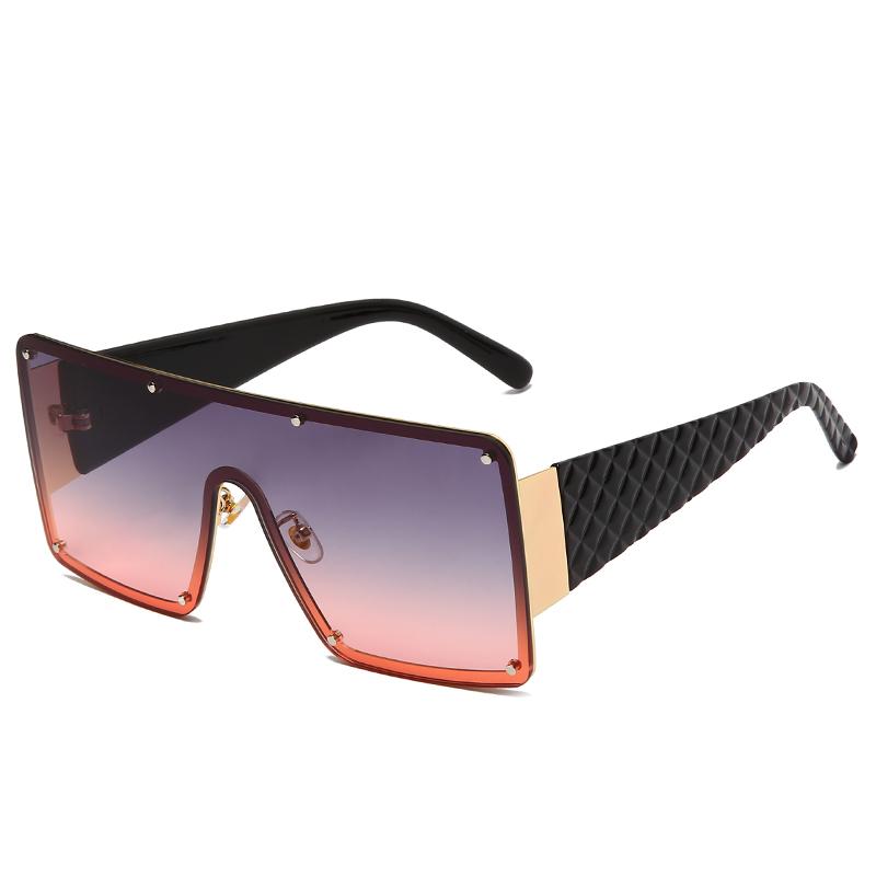 NWOGLSS 58287 Colorful Metal Square Oversized Fashion Conjoined Sunglasses