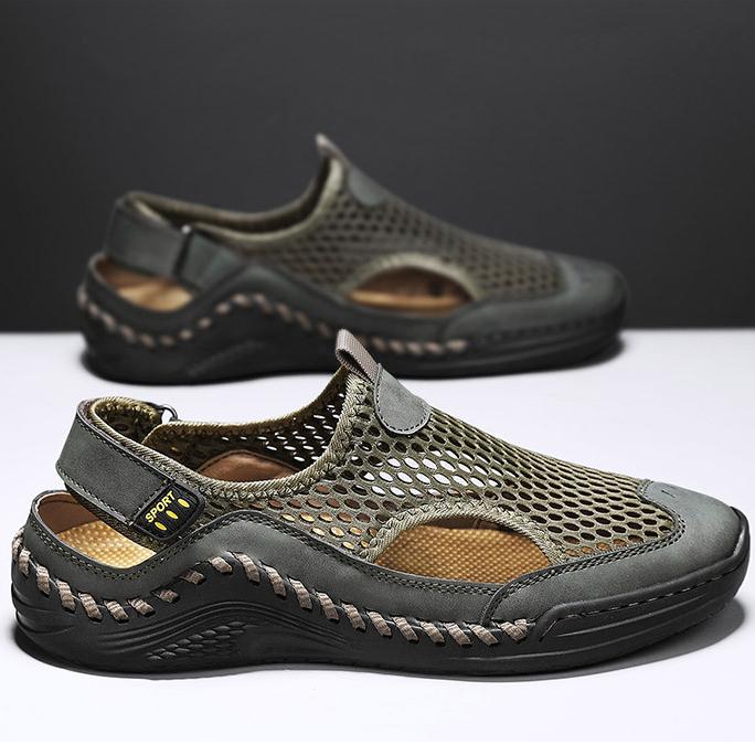 

Новые летние сандалии Baotou для мужской верхней одежды, пляжная обувь на мягкой подошве с сеткой, спортивная обувь для альпинизма, прогулок, вождения 46