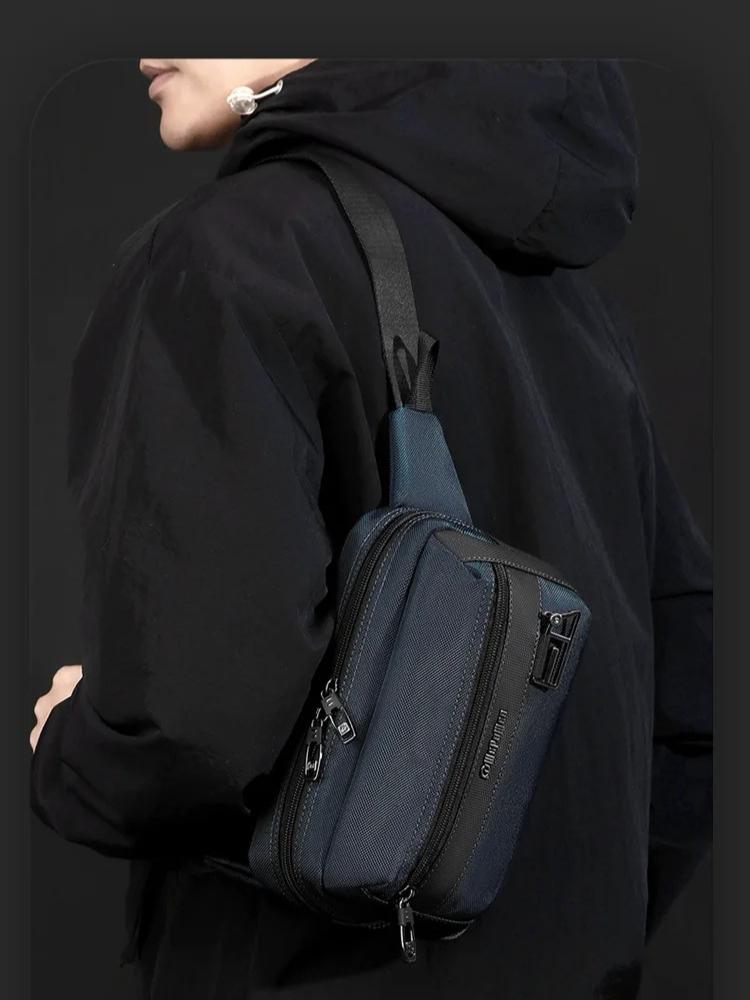 Minimalist Handheld Chest Bag Business Korean Style Men's Crossbody Bag Casual Sports Phone Shoulder Pouch