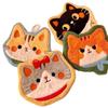 Cute Round Cartoon Cat Hand Towel - Quick-Drying, Absorbent for Kitchen, Bedroom, Office, and Wall Hanging.